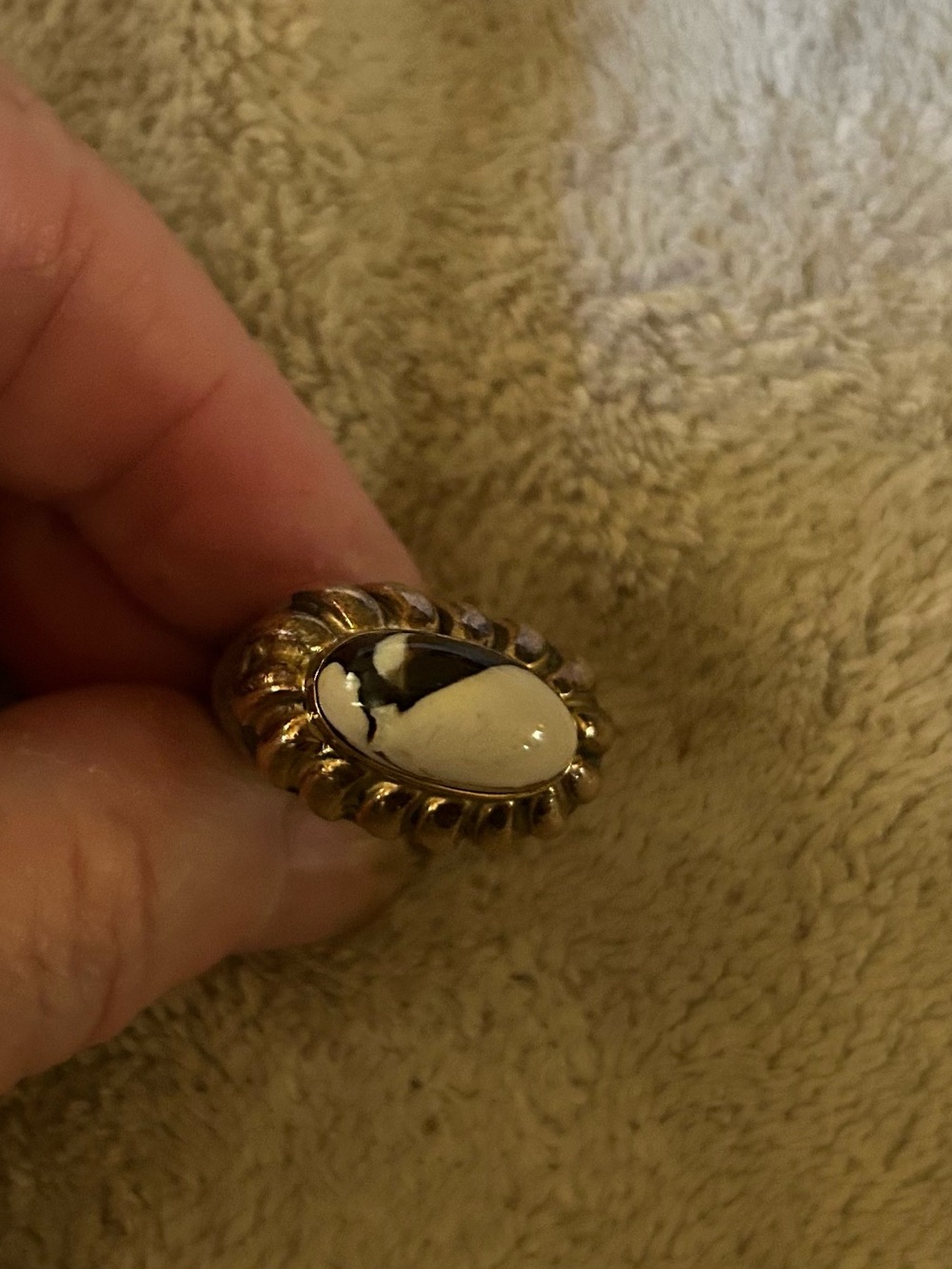 Signature Dian Malouf w/14k Gold & Sterling Silver and a Peanut Wood Stone